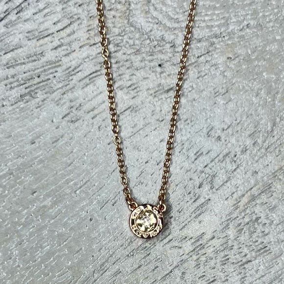 Coach Open Circle Stone Necklace Rose Gold - Picture 2 of 4
